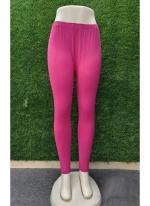 Cotton Hot Pink Casual Wear Plain Leggings